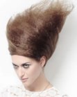 Haute couture hairstyle with twisted up-turns