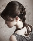 Hairstyle that brings attention to a slender neck