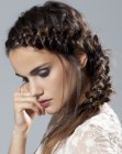 Hair with braiding for a peasant look