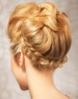 Updo with braids and different shades of blonde