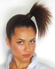Exotic updo with short ponytail