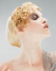 Updo with curls for short blonde hair
