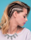 Mohawk inspired hairstyle with plaited hair