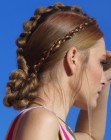 Braided updo with sleek areas