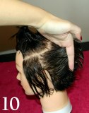 Pulling hair forward before cutting