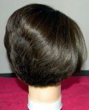 Back view of an angled bob after styling