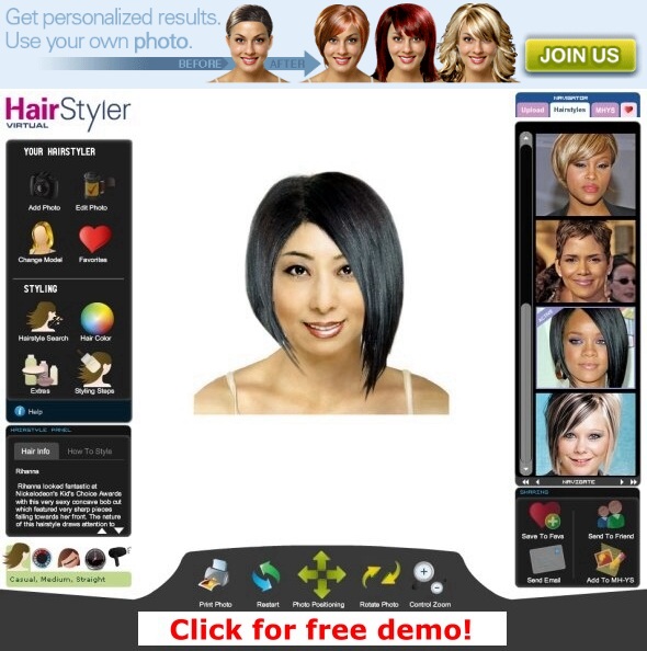 virtual hairstyler for Asian hair