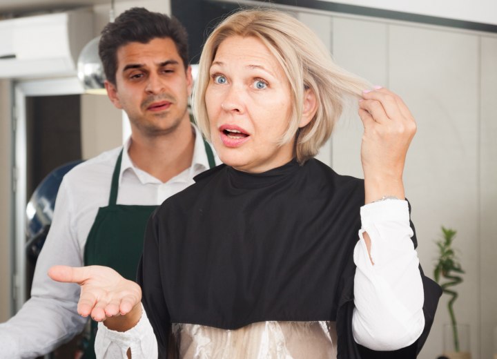 Hairdresser and unhappy client