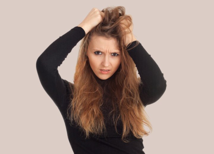 Woman with oily hair