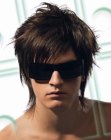Layered haircut for men with brown hair