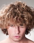 Mid-length mens haircut for curly hair
