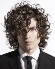Long hair with curls for career men