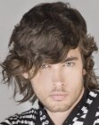 Long hairstyle with water waves for men