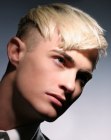 Short male haircut with shaven sections