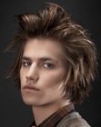 Male style with the hair flipped to the back