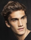 male hair styled to the back