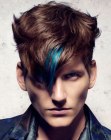 Brown hair with a blue streak for men