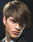 Smooth hair with long bangs for men