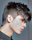 Short haircut with cropped sides for men