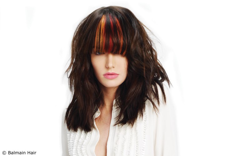 Clip-in bangs hair extensions to add color