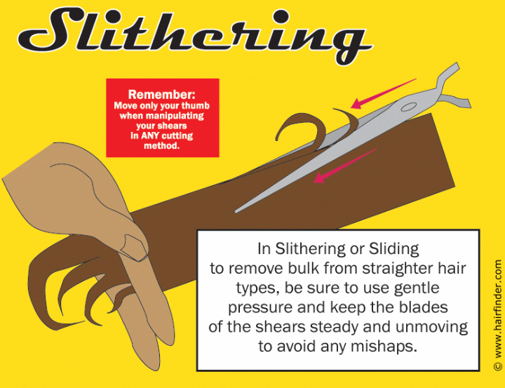 Hair slithering for smooth cutting