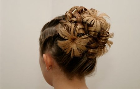 Updo with a fountain of curls