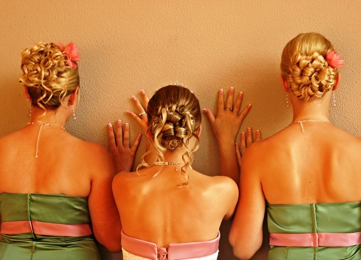 Updos with pre-curled clip in hair extensions