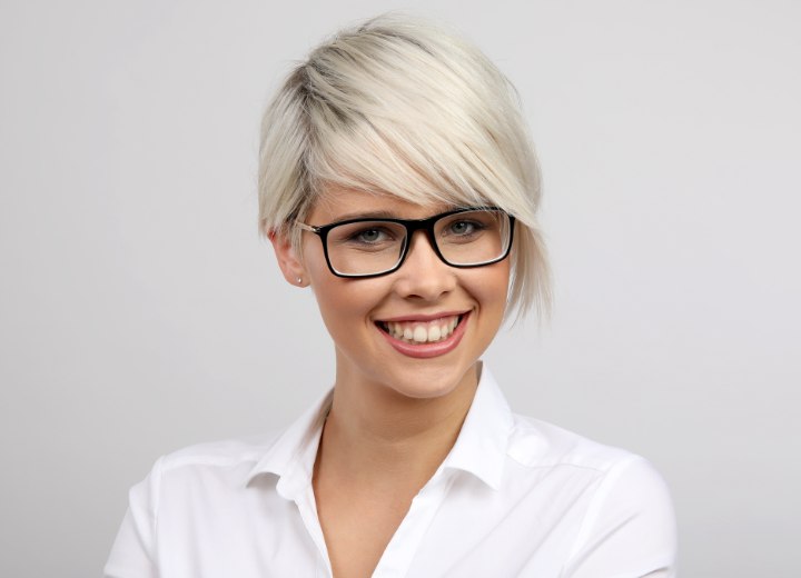 Professional look with short hair and glasses for women
