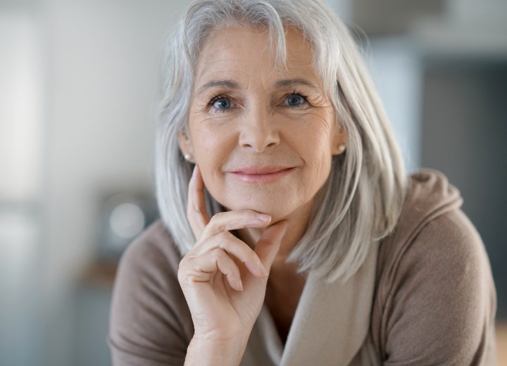 Older woman with beautiful silver hair