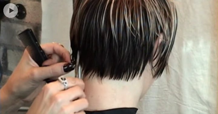 Cutting the back of a pixie haircut