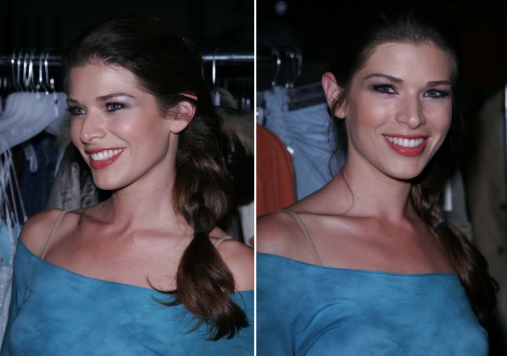 Adrienne Janic wearing her hair in a loose braid