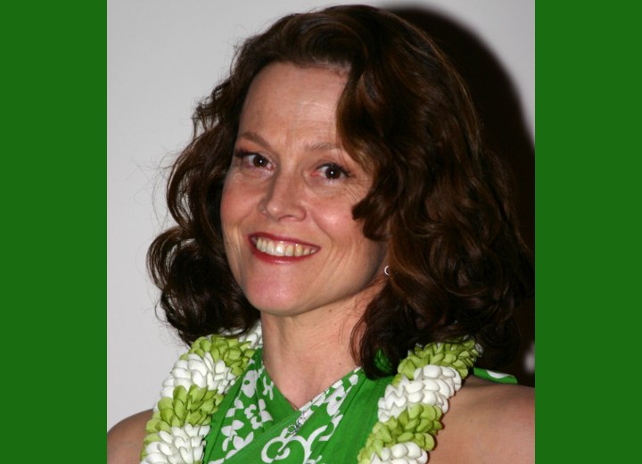 Sigourney Weaver with wavy medium-length hair