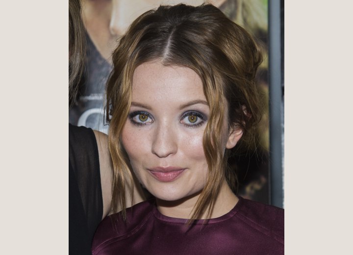 Emily Browning with her hair in an updo