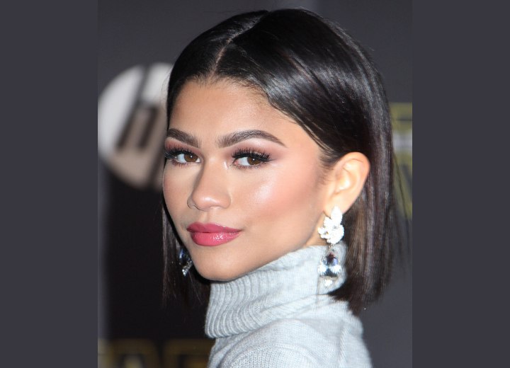 Bob hairstyle paired with a turtleneck - Zendaya Coleman