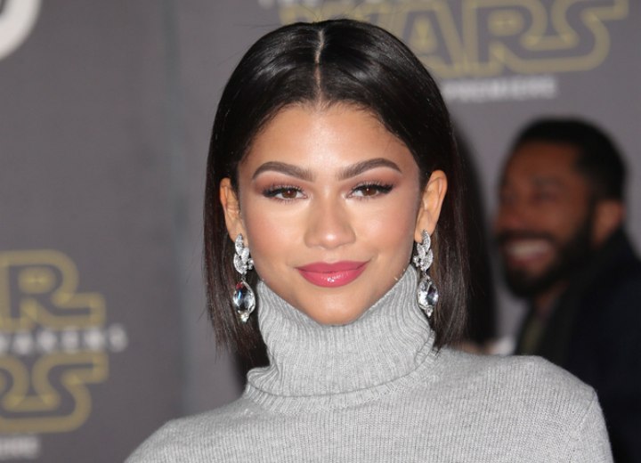 Zendaya Coleman hairstyle and turtleneck