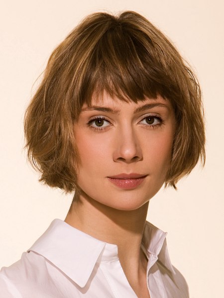 Easy to style cheek level bob haircut
