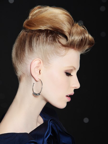 Updo with a reversed ponytail