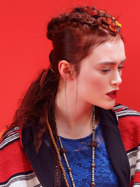 Half updo with a thick ponytail
