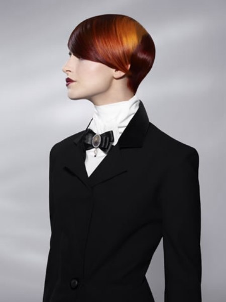 Short helmet-shaped haircut