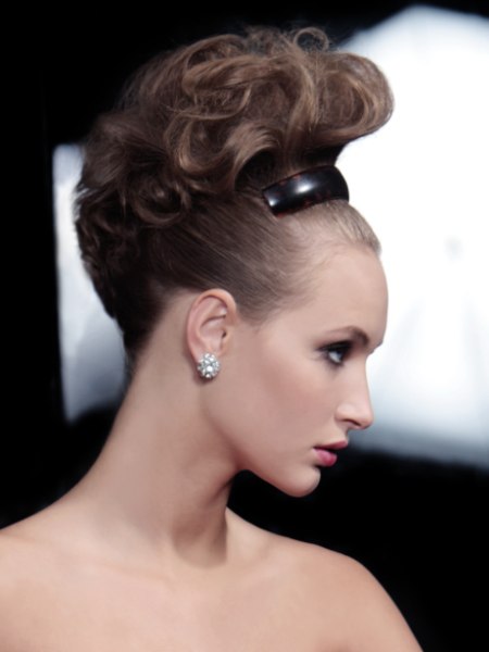 Hair in an upward sweep for festive events