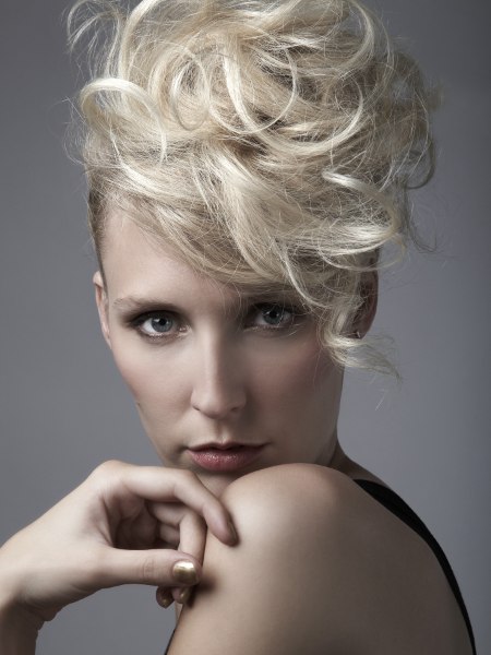 Updo with piled high hair