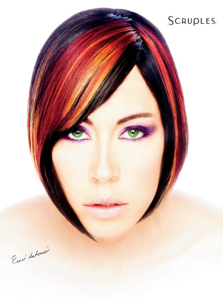 Bob cut with a side-parting for women with a high forehead