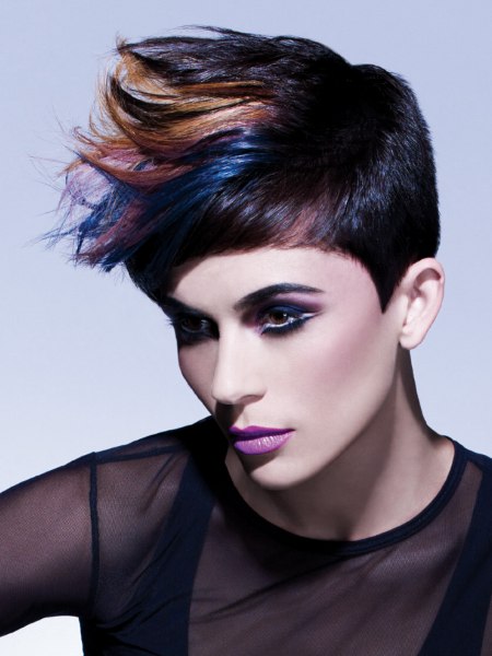 Short haircut with a lifted-up side