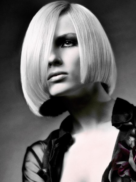 Chin-length bob for blonde hair