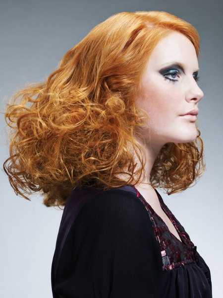 Long curly hairstyle with volume