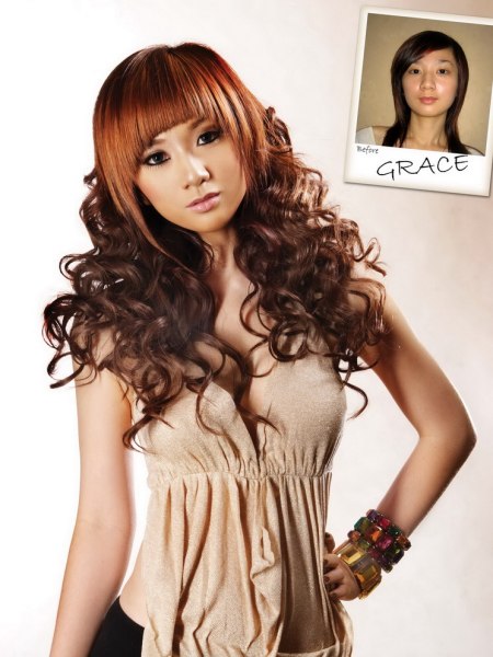 Long curling hair extensions for fine and flat hair