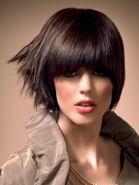 Wedge shape bob with a jacked-out side