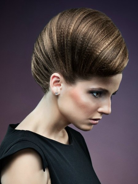 Updo with crimped hair and a French twist