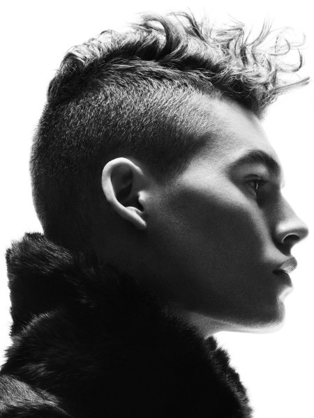 Men's hair, cut and styled for a warrior look
