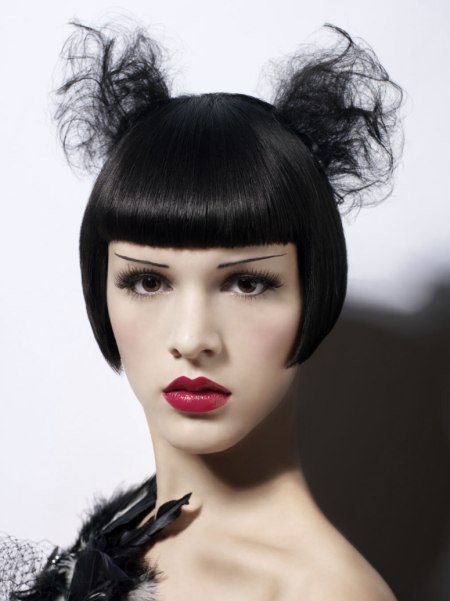 Black bob styled for a goth look